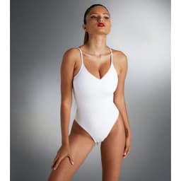 image-Women's One-Piece Swimsuit 4XL Milk Silk Solid