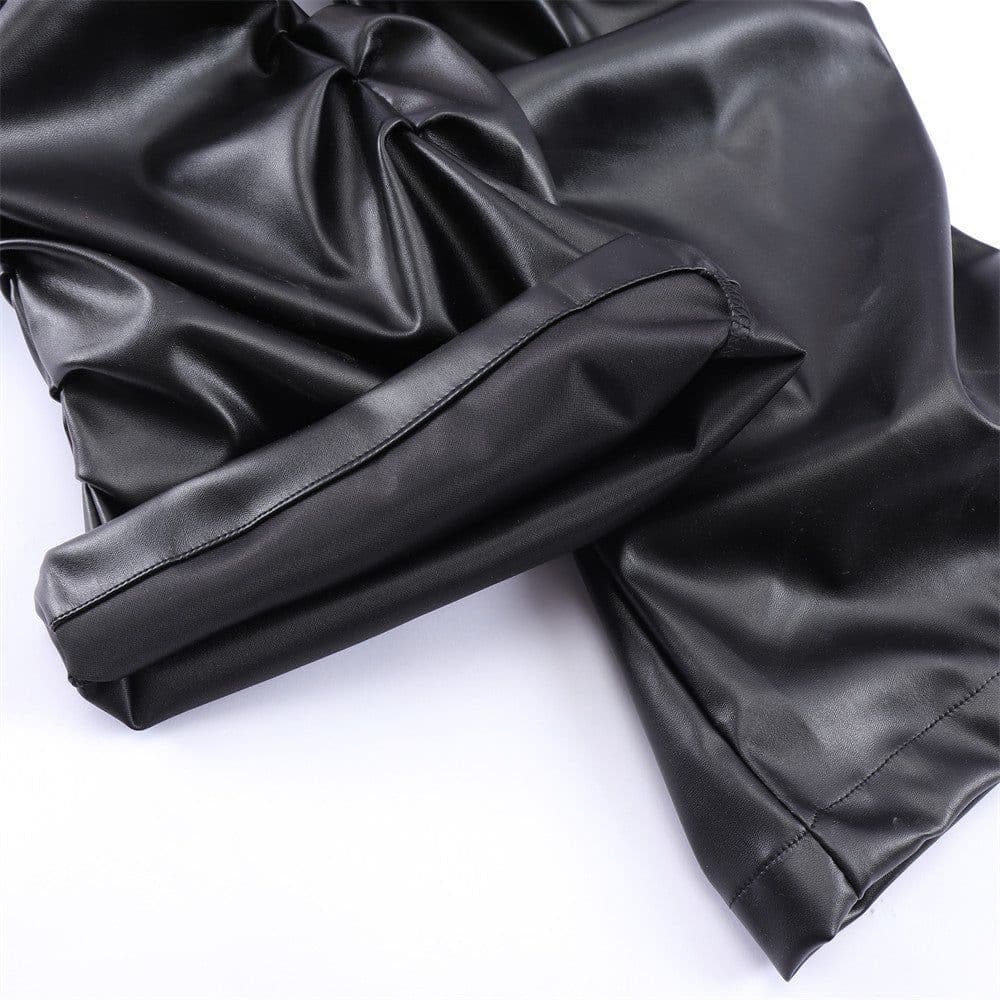 image-Dark Punk Leather Pants - Men's Hip Hop Loose Casual