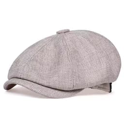 image-Men's Retro Beret - Dark Gray Cotton Linen L