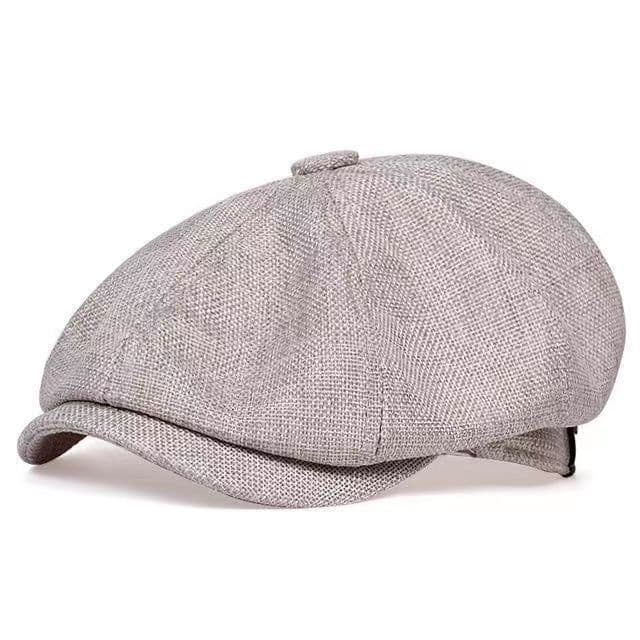 image-Men's Retro Beret - Dark Gray Cotton Linen L