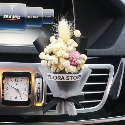 image-Aromatherapy Clip Bouquet - Beige Hydrangea Car Fragrance Decor