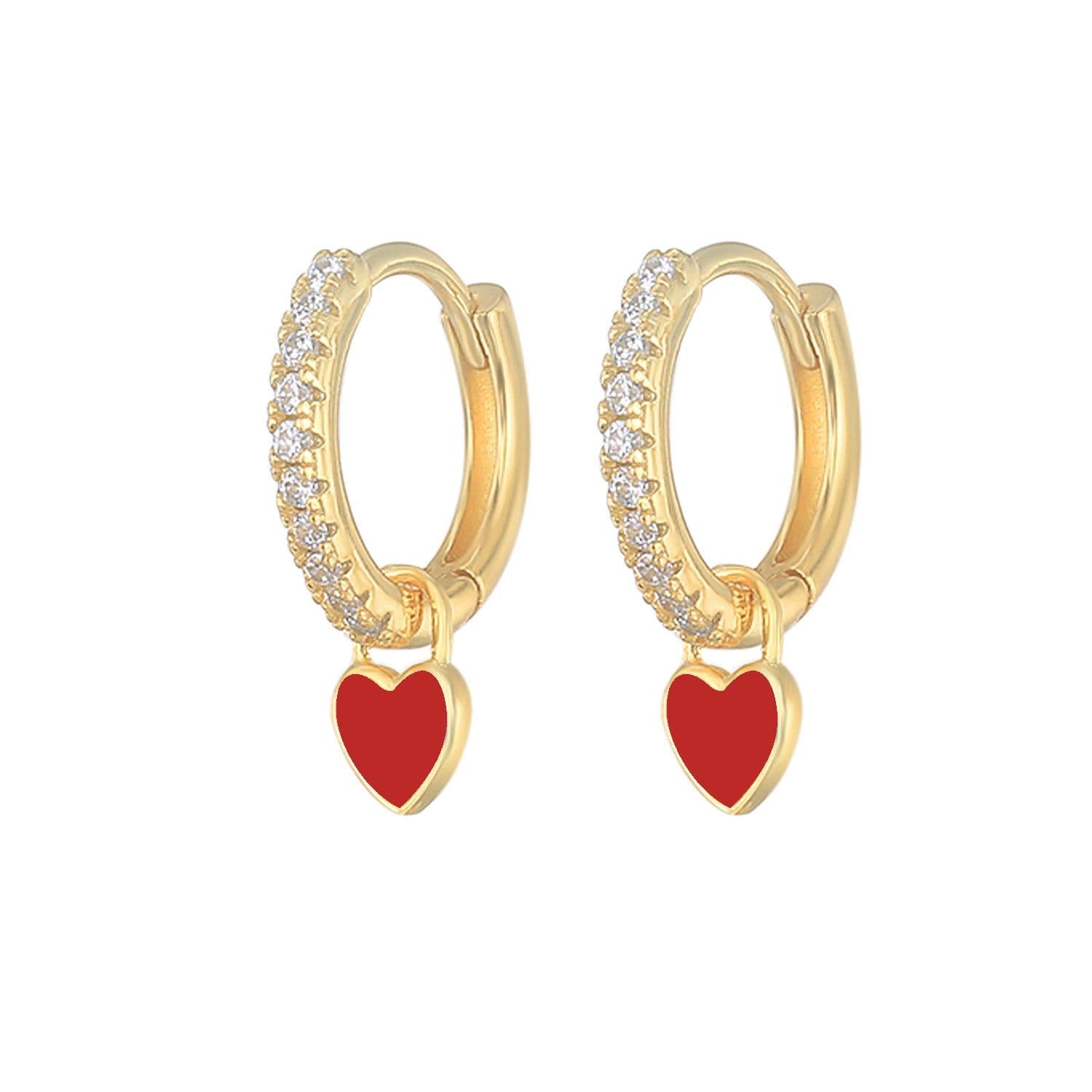 image-S925 Heart-Shaped Earrings - Platinum-White Oil Drop