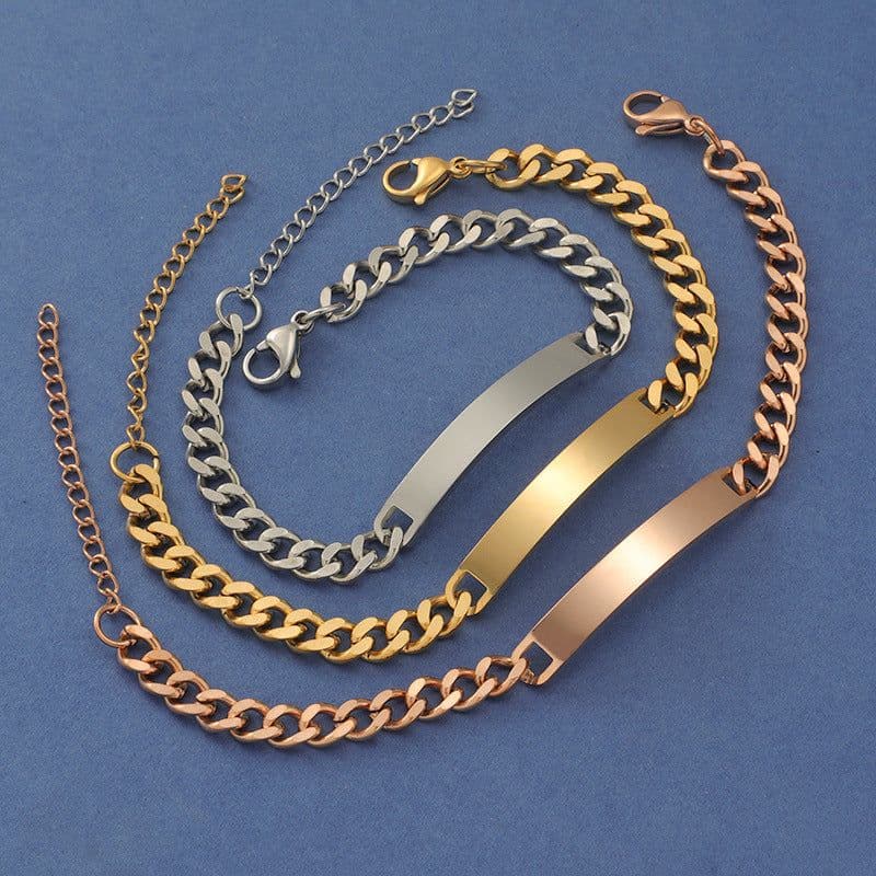 image-RUMNVNTY Stainless Steel Couple Engraving Bracelet