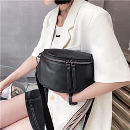 image-2022 Internet celebrity new trendy leather shoulder Messenger bag women's fashion all-match foreign style half-round saddle bag soft leather handbag