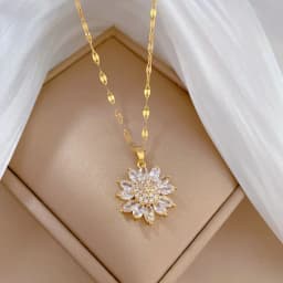 image-Titanium Steel Sunflower Necklace Women