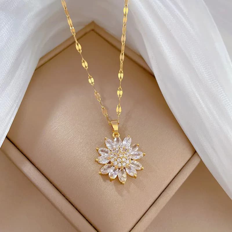 image-Titanium Steel Sunflower Necklace Women