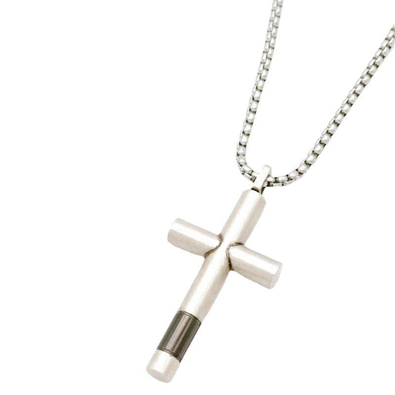 image-Stainless Steel Cross Pendant Necklace - Silver Hip Hop