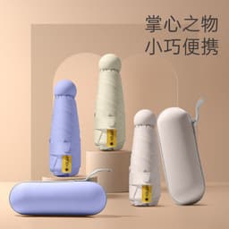 image-Capsule UV Sun Umbrella - Compact, Milky Blue & Black, UPF > 50, Portable