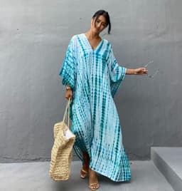 image-Beach Blouse Cotton One Size - White/Blue/Black