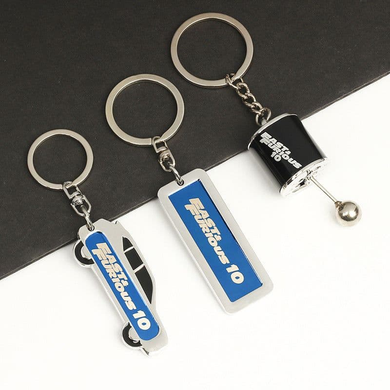 image-Cross-border wholesale anti-lost license plate key chain fast and furious key male car pendant metal gear key chain