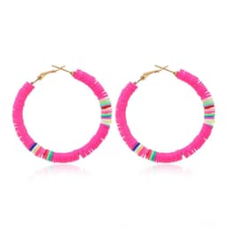 image-Cross-border European and American ins style simple bohemian C-shaped earrings female handmade colorful soft pottery personality earrings female
