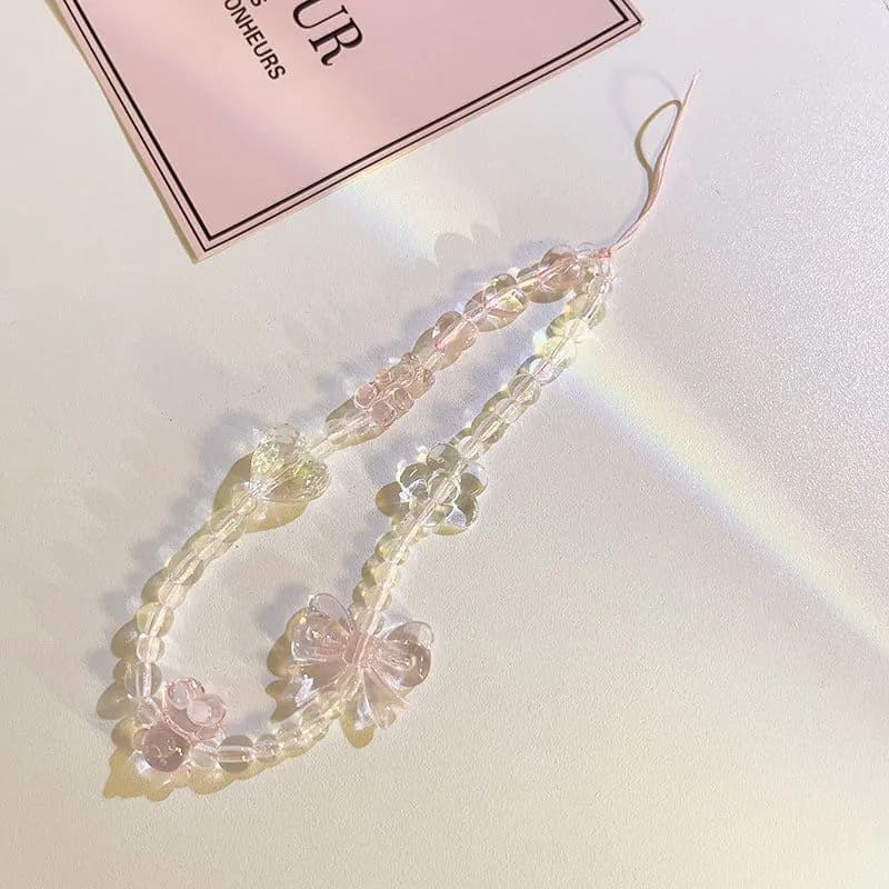 image-Korean Style Pink Bow Crystal Lanyard Phone Case