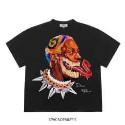 image-NBA Bulls Rodman T-Shirt - Black Cotton Short Sleeve