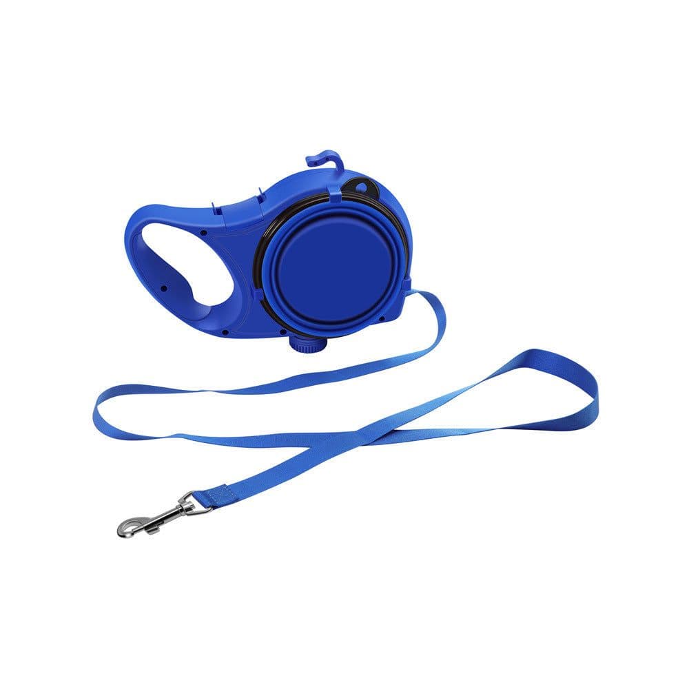 image-Pet Leash with Built-in Water Bottle - Blue ABS 3-in-1