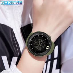 image-Men's Sports Watch - Army Green, 50m Waterproof, Luminous, Large Screen