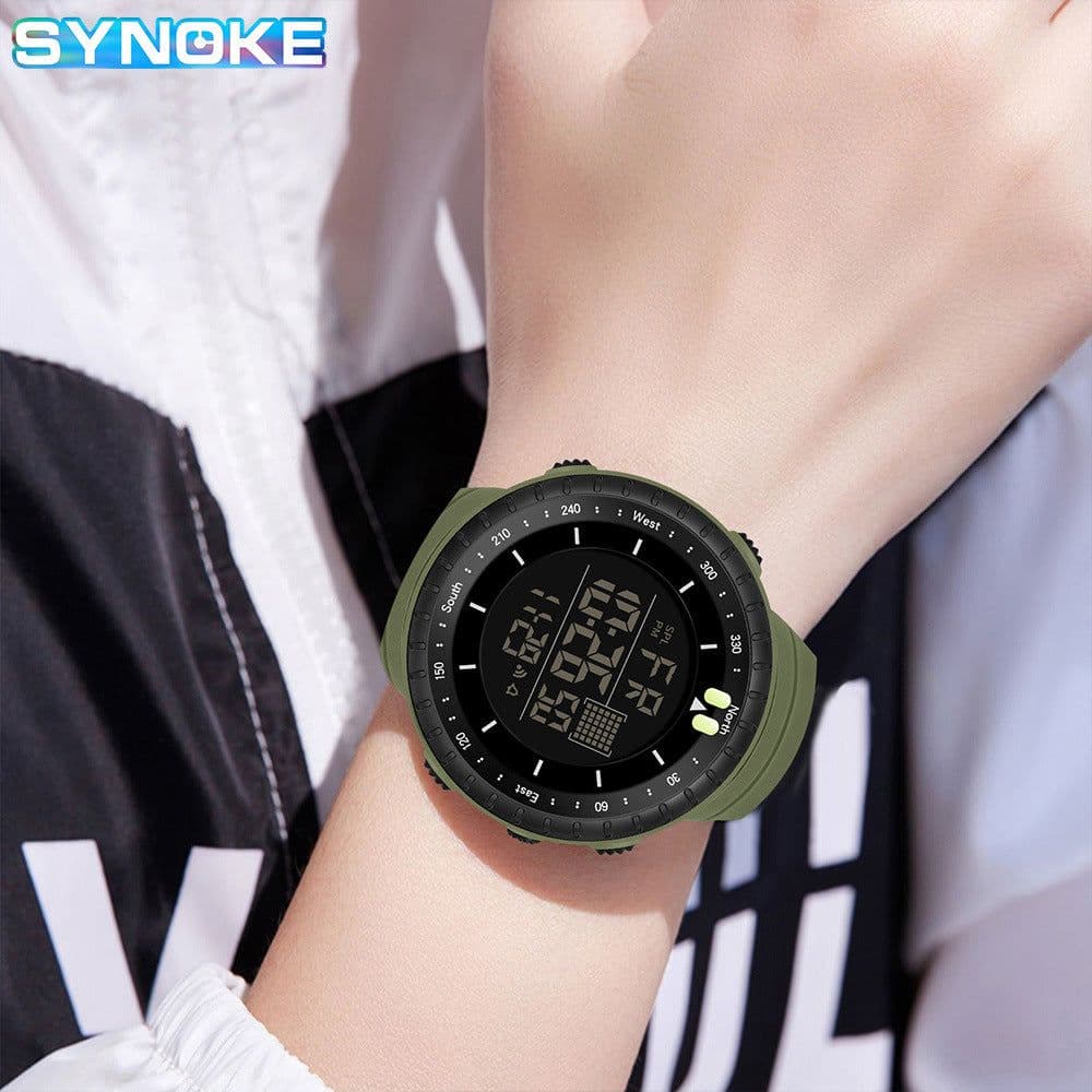 image-Men's Sports Watch - Army Green, 50m Waterproof, Luminous, Large Screen
