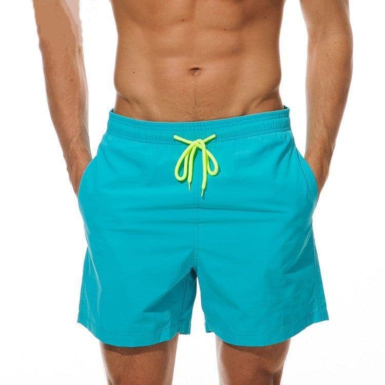 image-Cross-border new summer sports and leisure solid color men's quarter shorts breathable lotus leaf mesh men's beach pants
