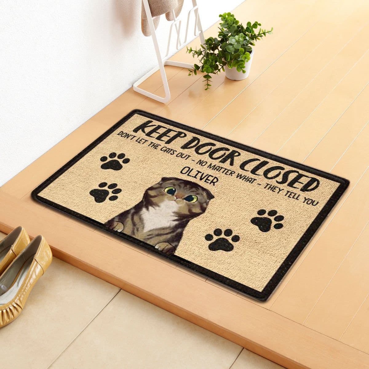 image-Dilla Cartoon Cat Floor Mat - Dark Coffee 40x65cm