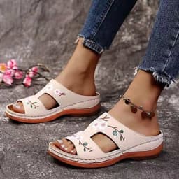 image-2022 Green Wedge Flower Sandals - Beach Casual Roman Sandals Women Size 43