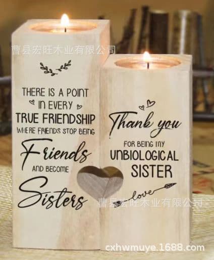 image-Cross-border New Products Mother's Day Home Decoration Atmosphere Decoration Heart-shaped Candle Table Wax Table Cross-border Wooden Decoration