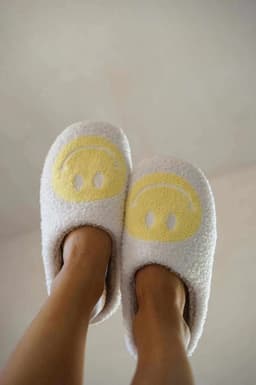 image-Women's Plush Slippers - Lightning Blue Smiley