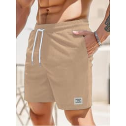 image-Men's Corduroy Shorts Blue Lace-Up Sports