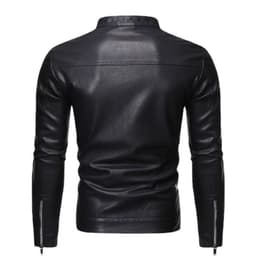 image-Men's Black PU Leather Motorcycle Jacket
