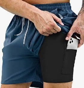 image-Men's 3D Print Swim Trunks - 2 Pack Quick Dry Stretch Shorts with Compression