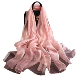 image-Silk Scarf Women 70x190cm Beaded Gold Edge Summer Beach
