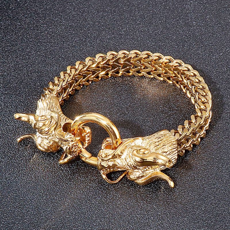 image-European and American Trend Jewelry Wholesale Men's Multilayer Bracelet Domineering Double Dragon Men's Bracelet Faucet Buckle