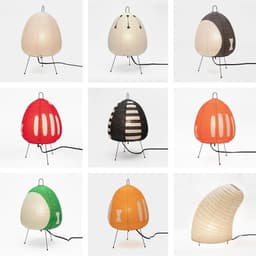 image-Japanese Noguchi Akari Rice Paper Floor Lamp Wabi-Sabi Style 1A Metal Orange