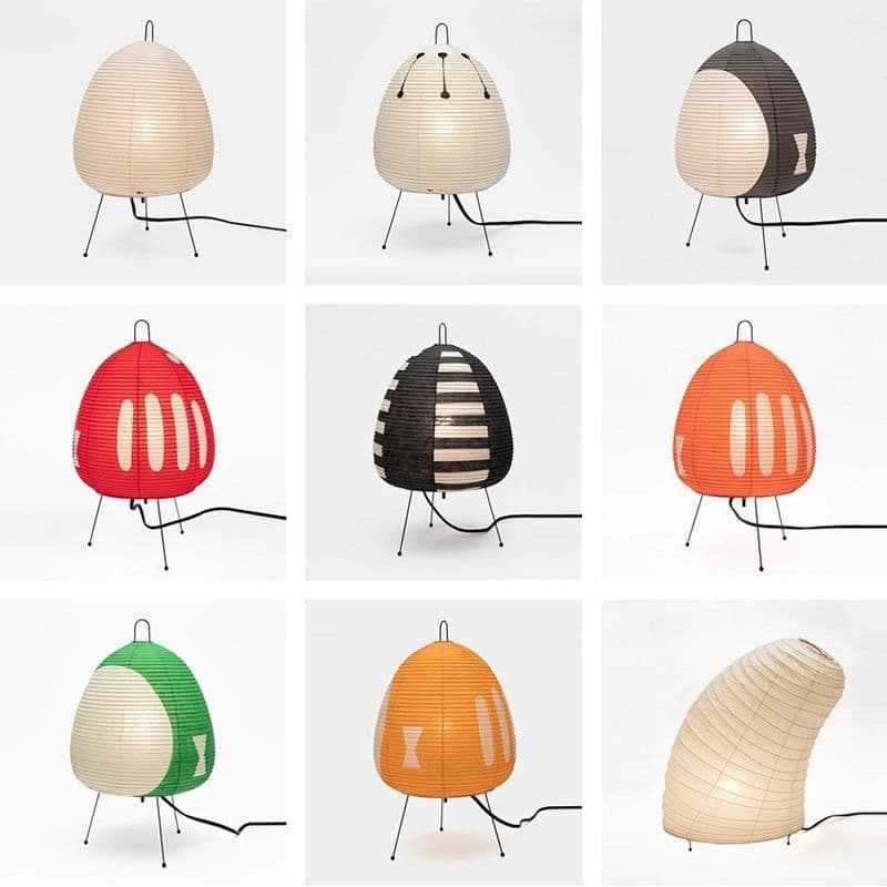 image-Japanese Noguchi Akari Rice Paper Floor Lamp Wabi-Sabi Style 1A Metal Orange