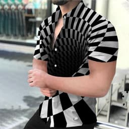 image-2022 new Amazon cross-border men's shirt 3D digital vortex short-sleeved shirt men's beach independent station shirt