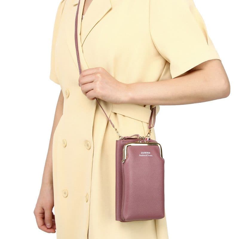 image-Messenger Bag Mobile Phone Bag Ladies Shoulder Bag Candy Color Mini Small Bag Vertical Ladies Clutch Bag Ladies Long Wallet