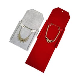 image-Jewelry Necklace Storage Bag - Black Flannel 25x18cm