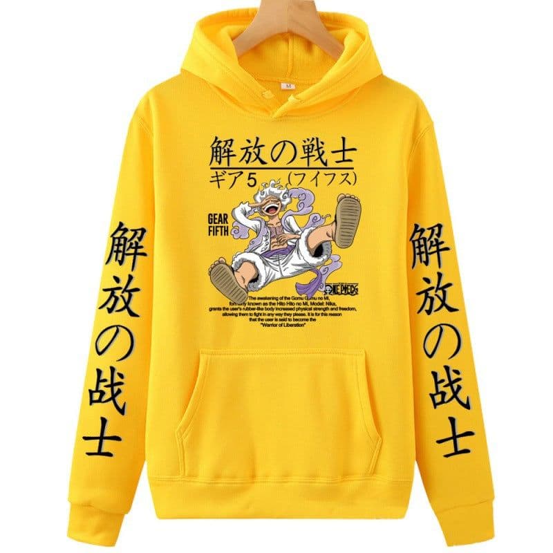 image-Cheers Anime Luffy Hoodie Sweatshirt - Yellow, 4XL, Long Sleeve, Spring/Autumn
