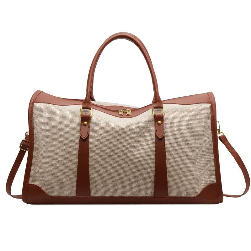 image-Canvas Messenger Bag Women - Brown Travel Handbag