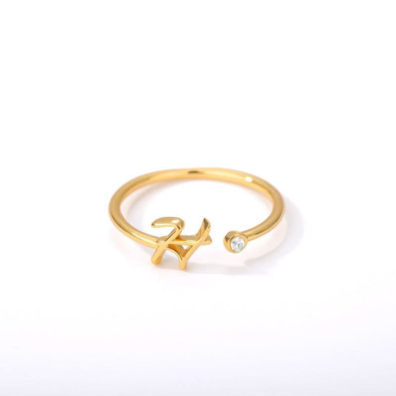 image-Cross-border simple letter ring English letter ring women's opening adjustable ring name ring spot