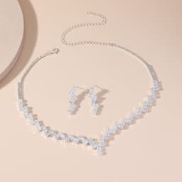image-Crystal Zircon Bride Wedding Jewelry Set Necklace