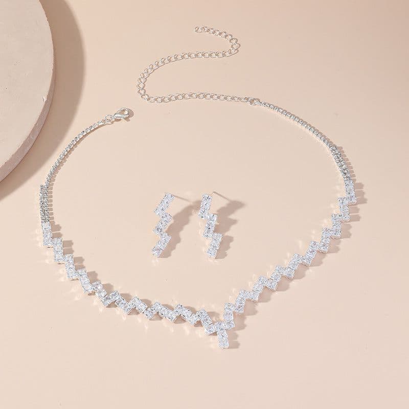 image-Crystal Zircon Bride Wedding Jewelry Set Necklace