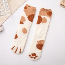 image-Coral Velvet Winter Warm Thickened Cat Socks for Women - Blue Medium Tube
