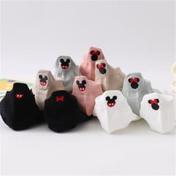 image-Women's Cotton Boat Socks - Embroidered Heart Khaki