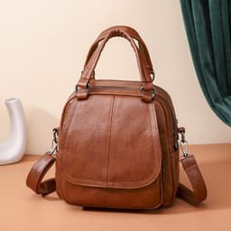 image-Urban Simplicity PU Leather Women's Backpack - Green, Waterproof