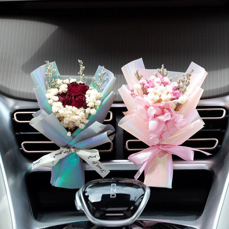 image-Aromatherapy Clip Bouquet - Beige Hydrangea Car Fragrance Decor