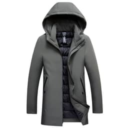 image-Cross-border supply Winter thickened mid-length hooded cotton coat for men Business casual thick down cotton coat for young and middle-aged people