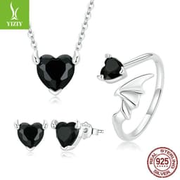 image-Silver 925 Zircon Earrings & Necklace Set - Clavicle Chain, Women's Jewelry
