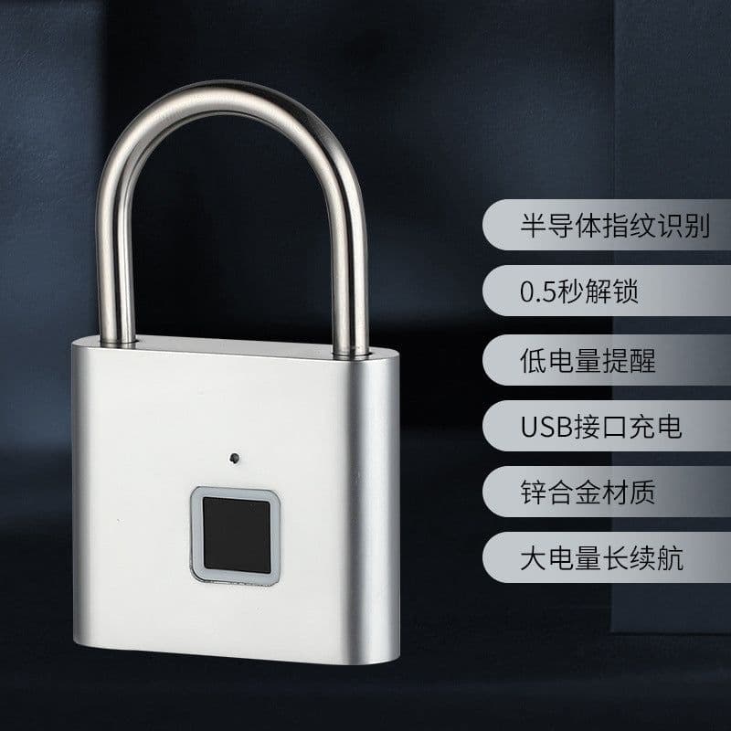 image-Smart Fingerprint Padlock Outdoor Waterproof Antirust Padlock Smart Electronic Padlock Head Door Anti-theft Combination Lock Cabinet