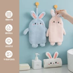 image-Cute Rabbit Hand Towel - Blue 25x35cm Coral Fleece