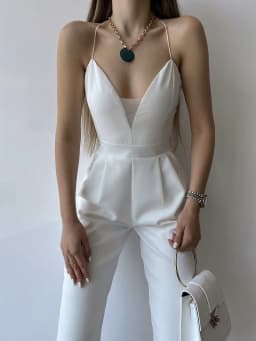 image-Women's Suspender Jumpsuit - Blue Slim XL