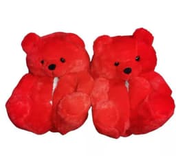 image-Cartoon Bear Plush Slippers - Large, South Korean Velvet, Dark Teddy Bear Shoes